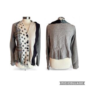 Anthropologie Charlie and Robin  Multi Color Wool Scarf Cardigan Sweater